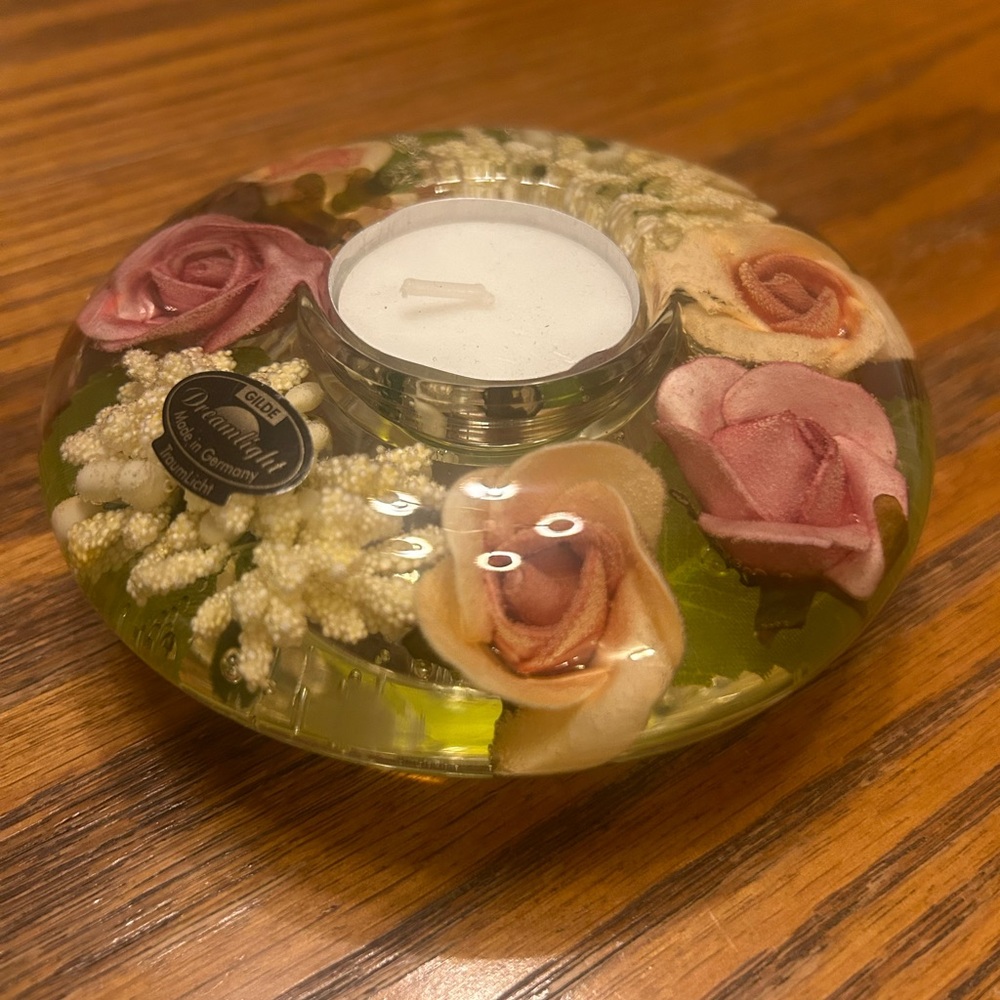 Gilde Dreamlight Floral Tea Light Candle Holder